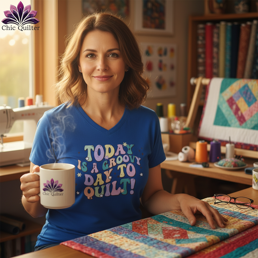 Today is a Groovy Day to Quilt ~ V-Neck Tee