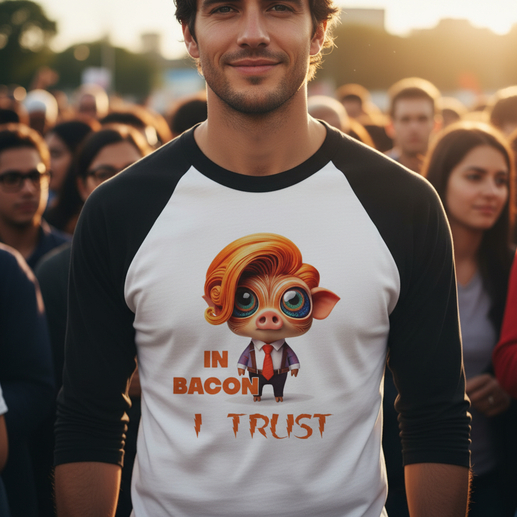 In Bacon I Trust ~ Baseball 3/4 Sleeve Tee