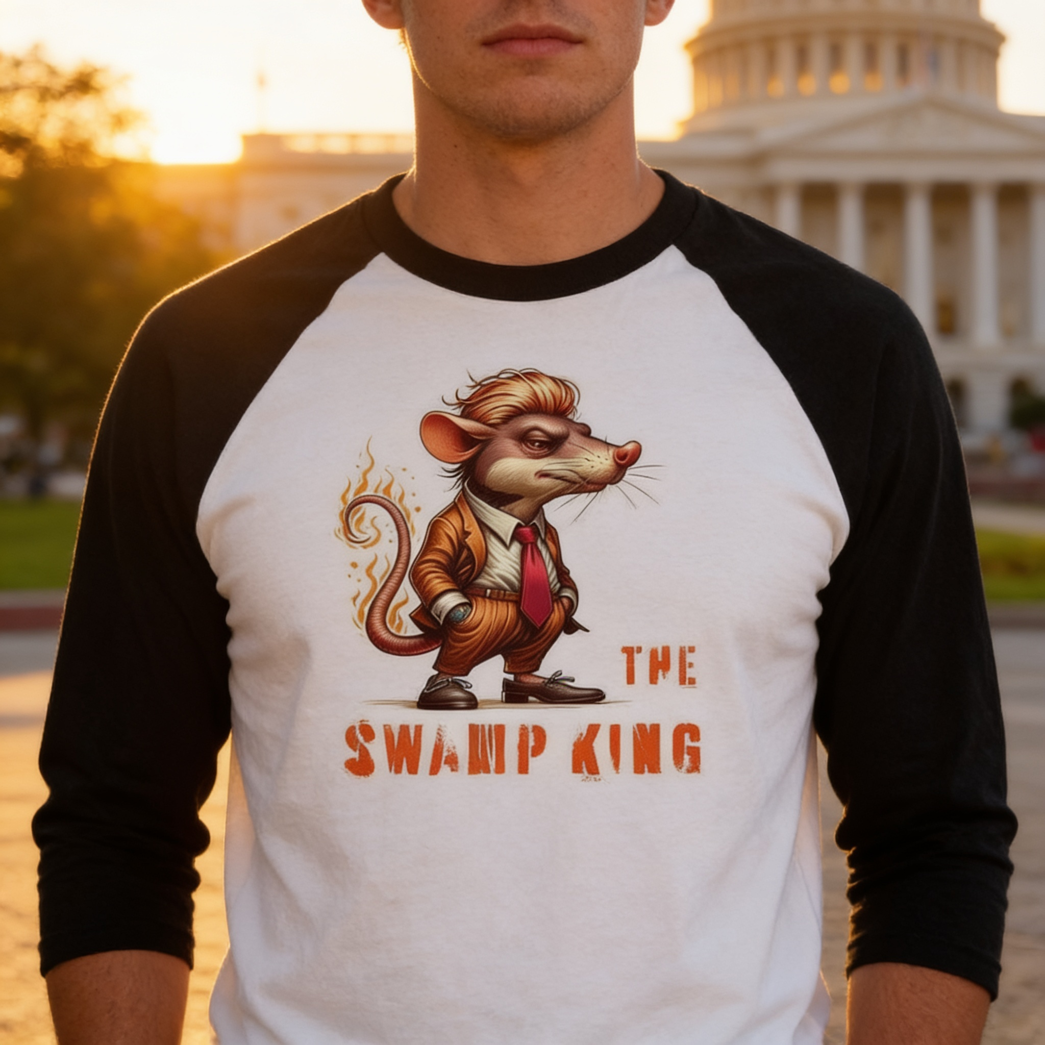 The Swamp King ~ Baseball 3/4 Sleeve Tee